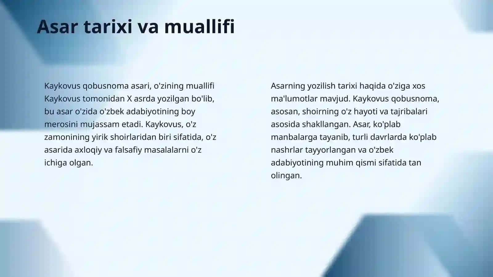Kaykovus qobusnoma asarini oʻqib tahlil qilish 4