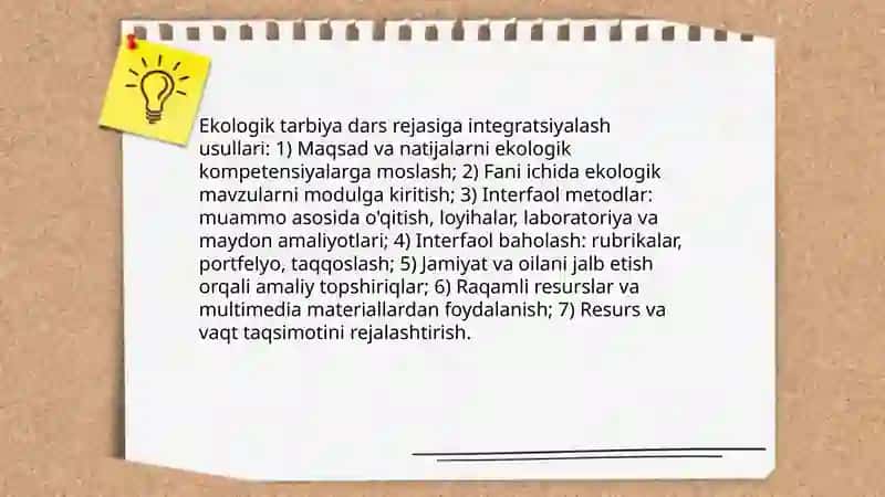 Ekologik tarbiyani tashkil etishning asosiy prinsiplari 4