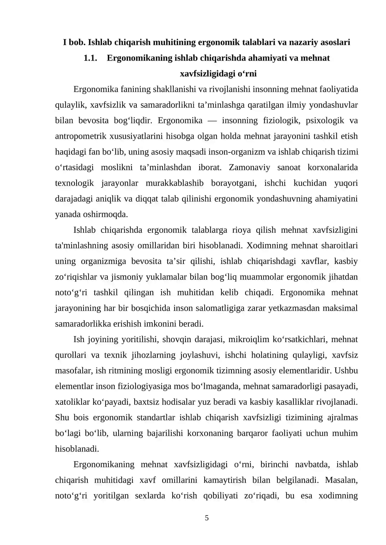 ISHLAB CHIQARISHDA YORUG'LIK, SHOVQIN VA MIKROIQLIMNING ERGONOMIK TALABLARI 4