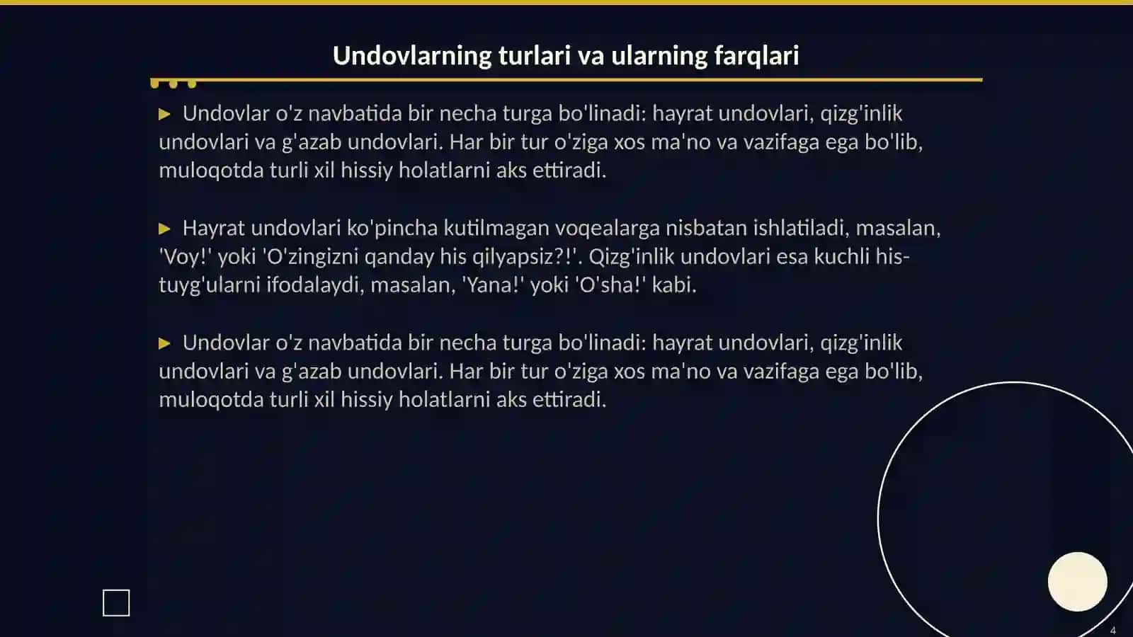 Undovlar, ularning turlari va grammatik xususiyatlari 4