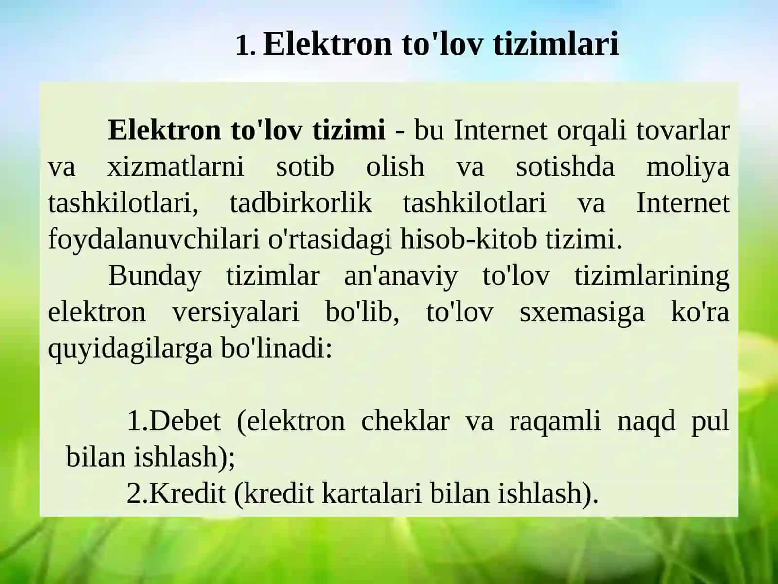 Elektron tizimlar va tariflar 4