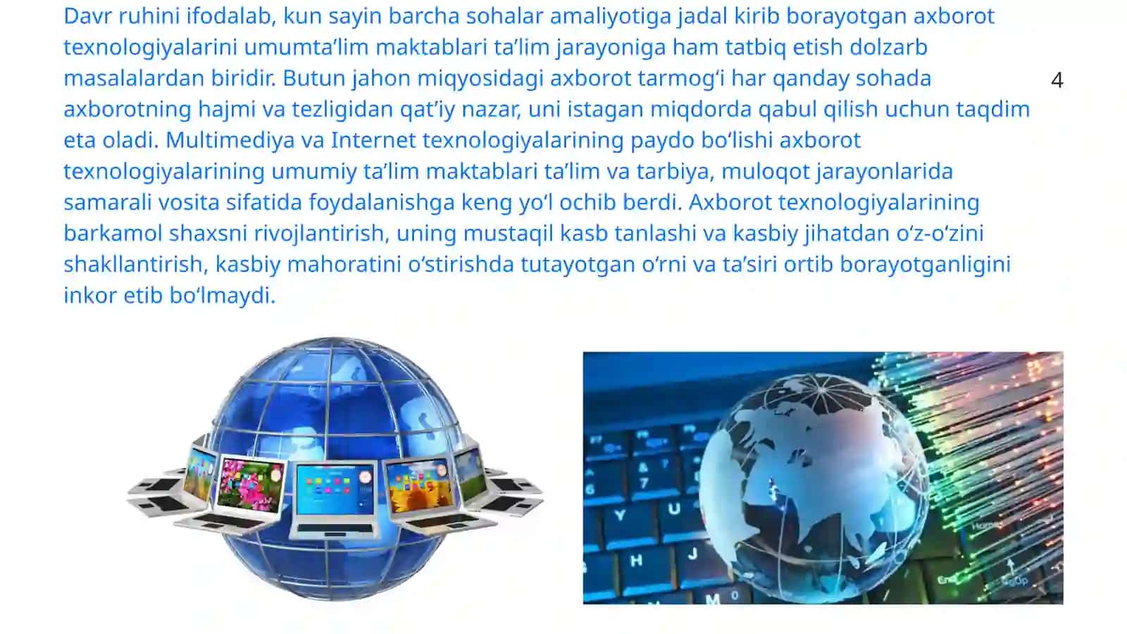Ta'lim jarayonini tashkil etishda internet xizmatlaridan foydalanish 4