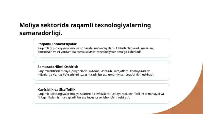 Raqamlashtirish: moliya sektori samaradorligi 4