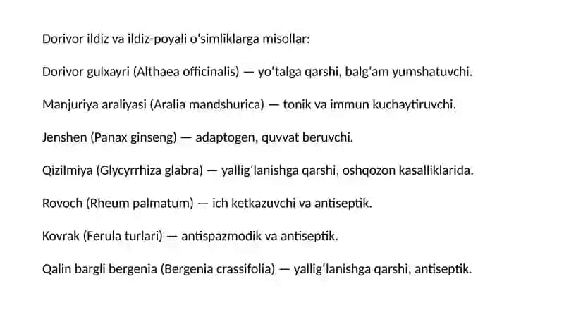 Dorivor va Tabiiy O'simliklar 4