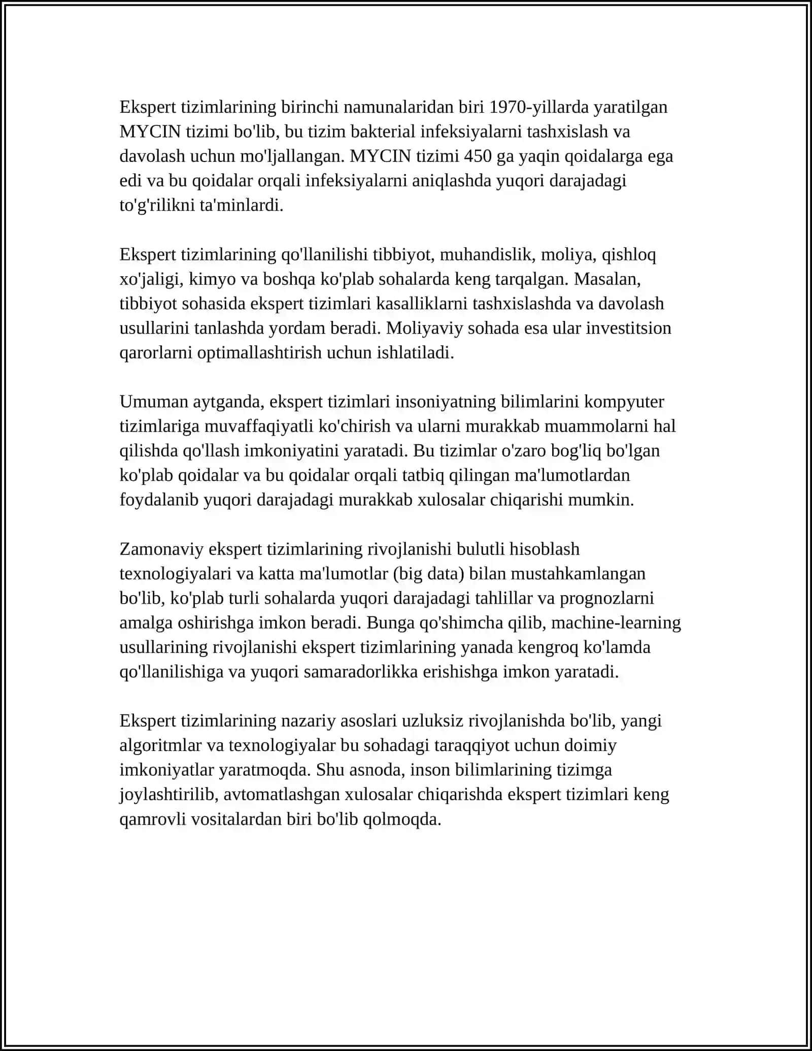Ekspert Tizimlari Boshqarish 4