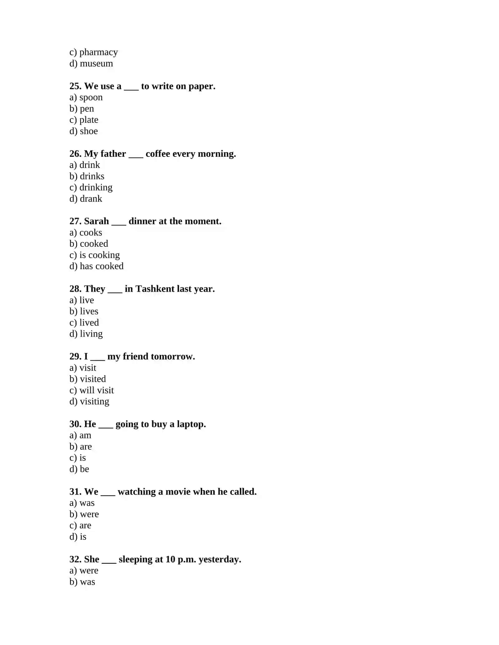 Ingliz tili — 200 ta test 4