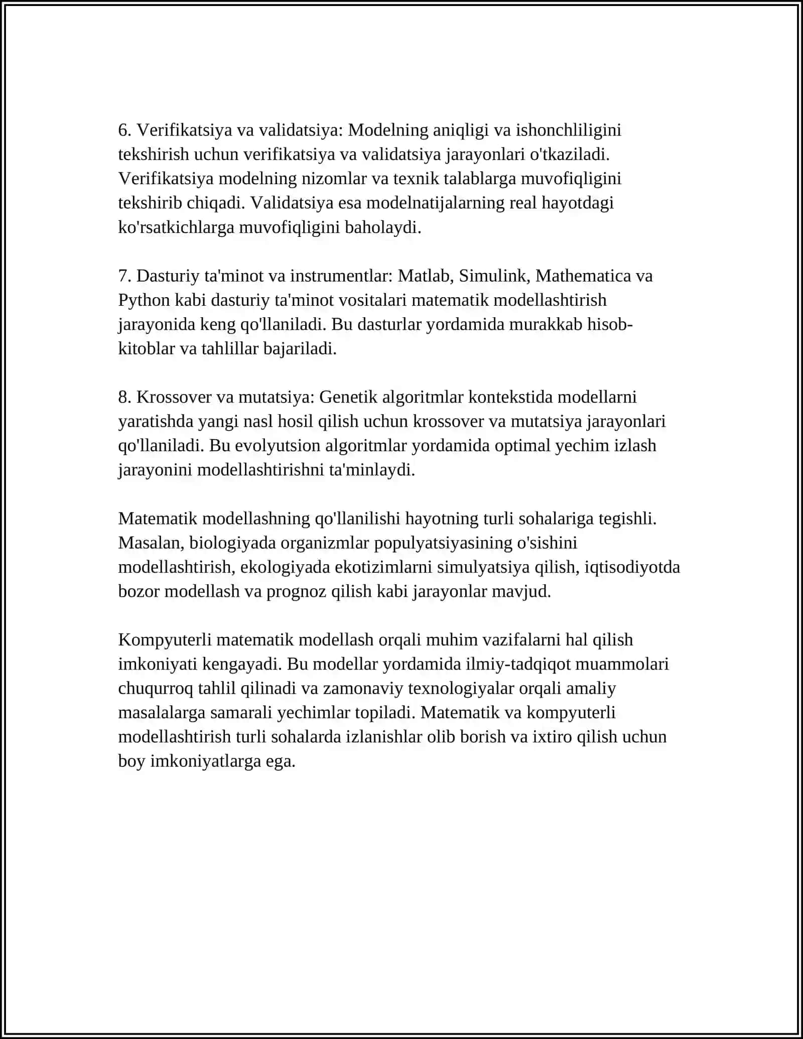KOMPYUTERLI MATEMATIK MODELLASHTIRISH 4