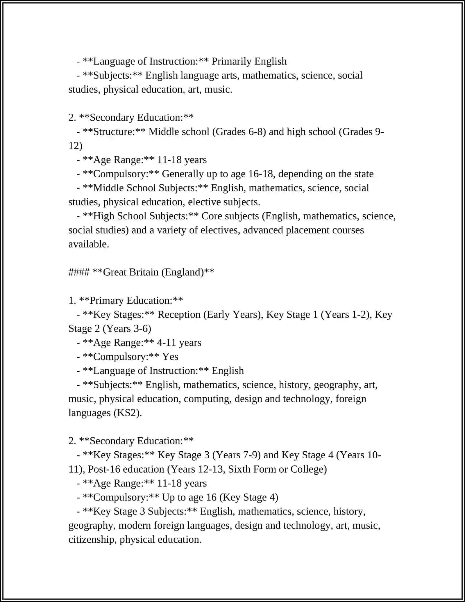 Comparative Structure of Primary and Secondary Education in Uzbekistan, USA, and Great Britain 4
