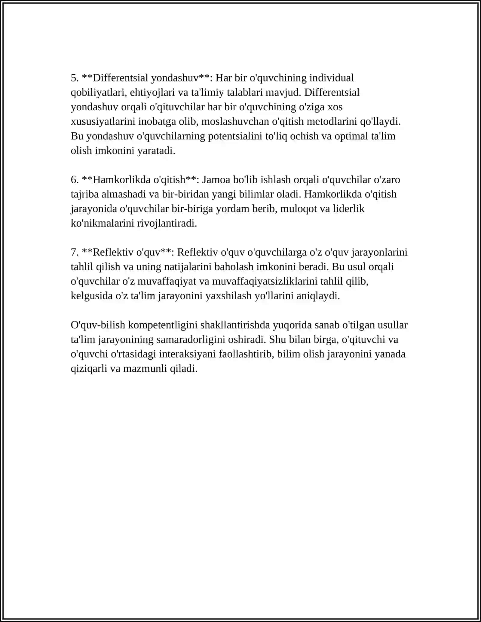 TALIM JARAYONIDA TALABALAR O'QUV-BILISH KOMPETENTLIGINI RIVOJLANTIRISH 4