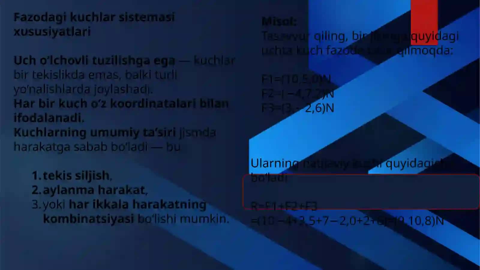 Fazodagi kuchlar sistemasi 4