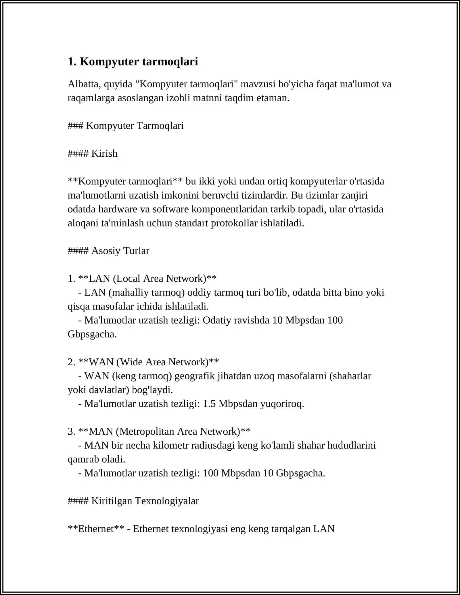 Kompyuter tarmoqlari 4