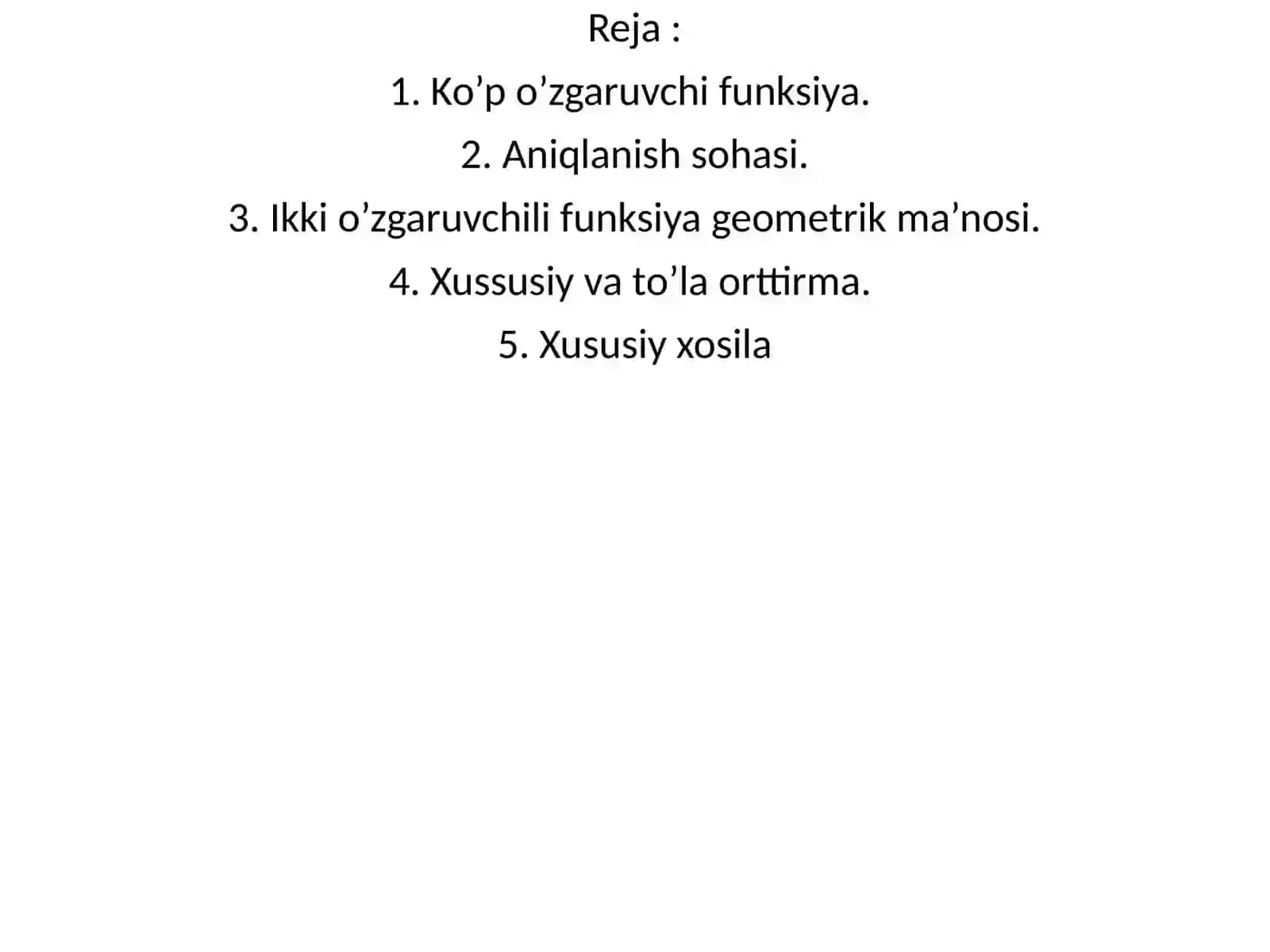 Ko’p o’zgaruvchi funksiya 4