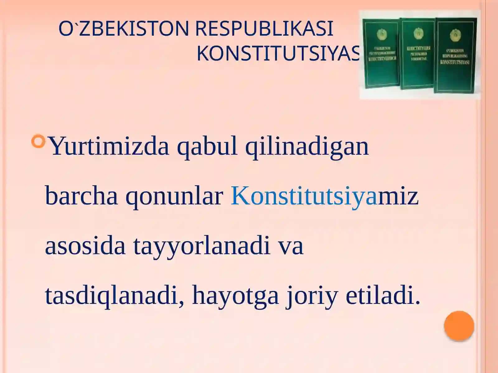 O`ZBEKISTON RESPUBLIKASI KONSTITUTSIYASI MAVZU 4