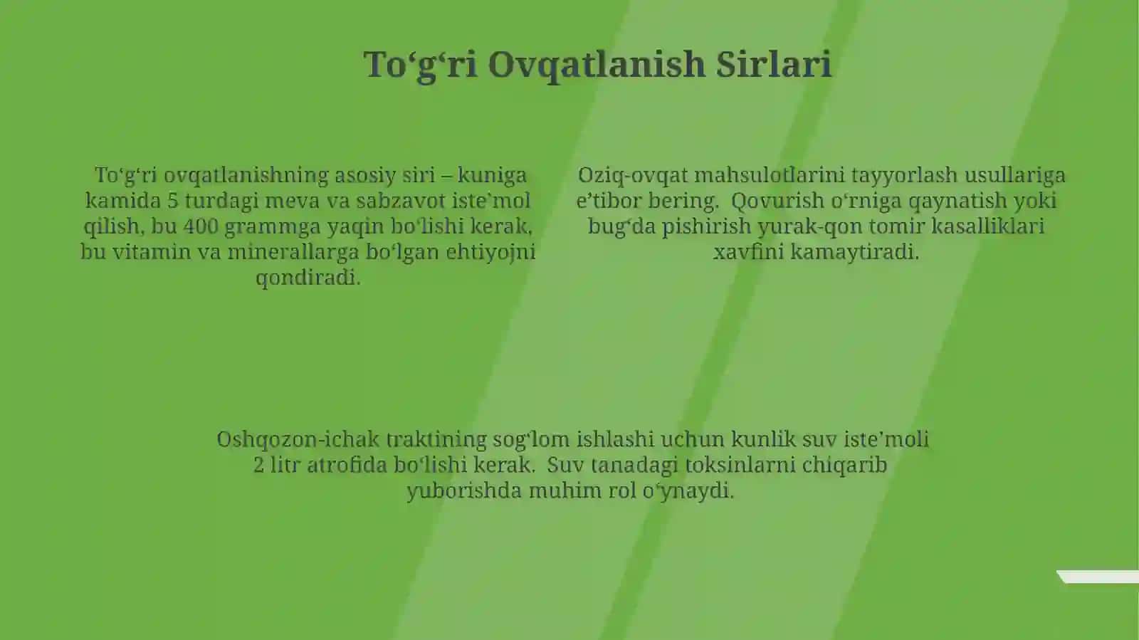 Sogʻlom turmush tarziga oid xalqona ibratlar 4