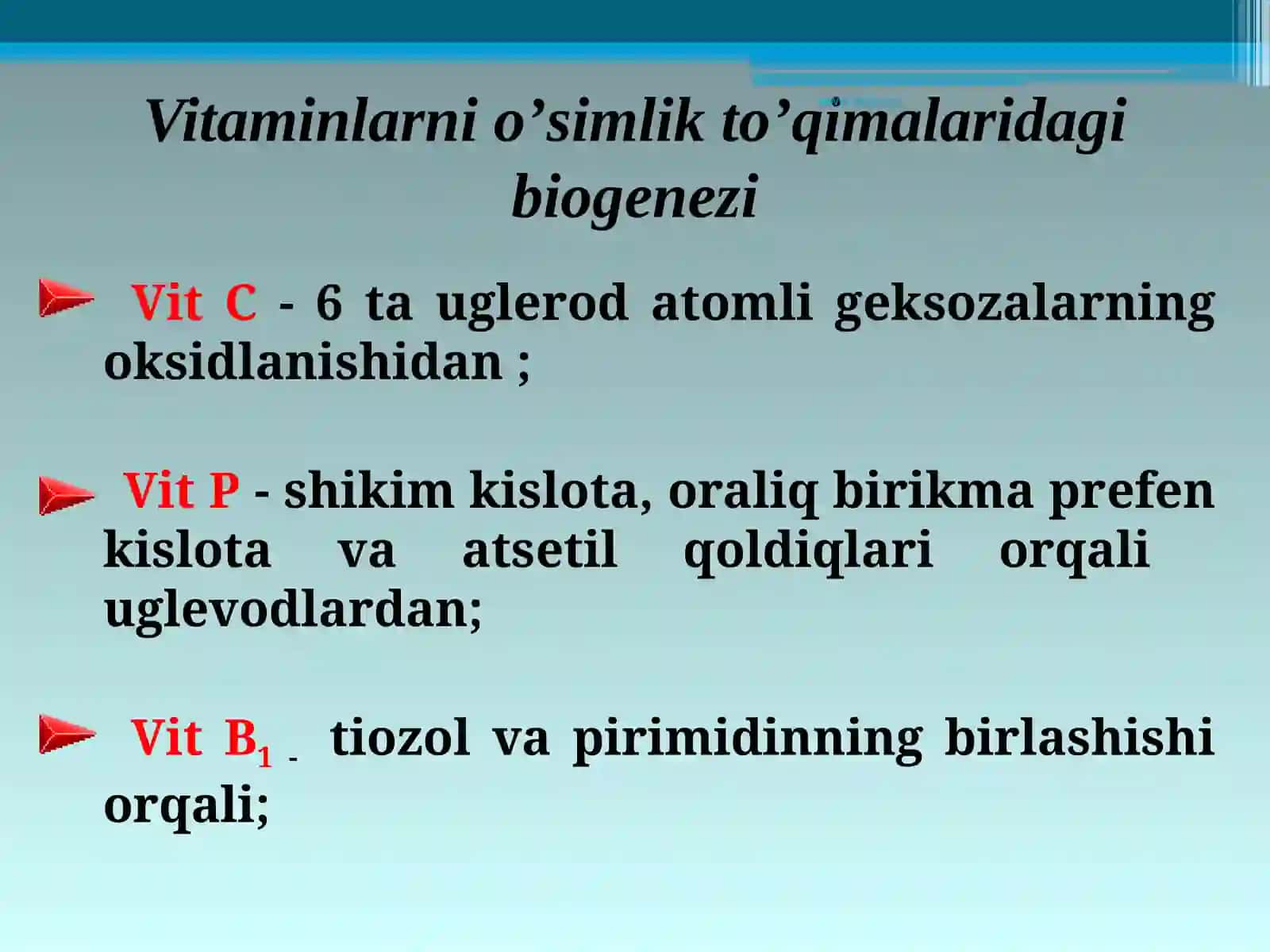 Vitaminlar. Suvda va yog`da eriydigan vitaminlar 4