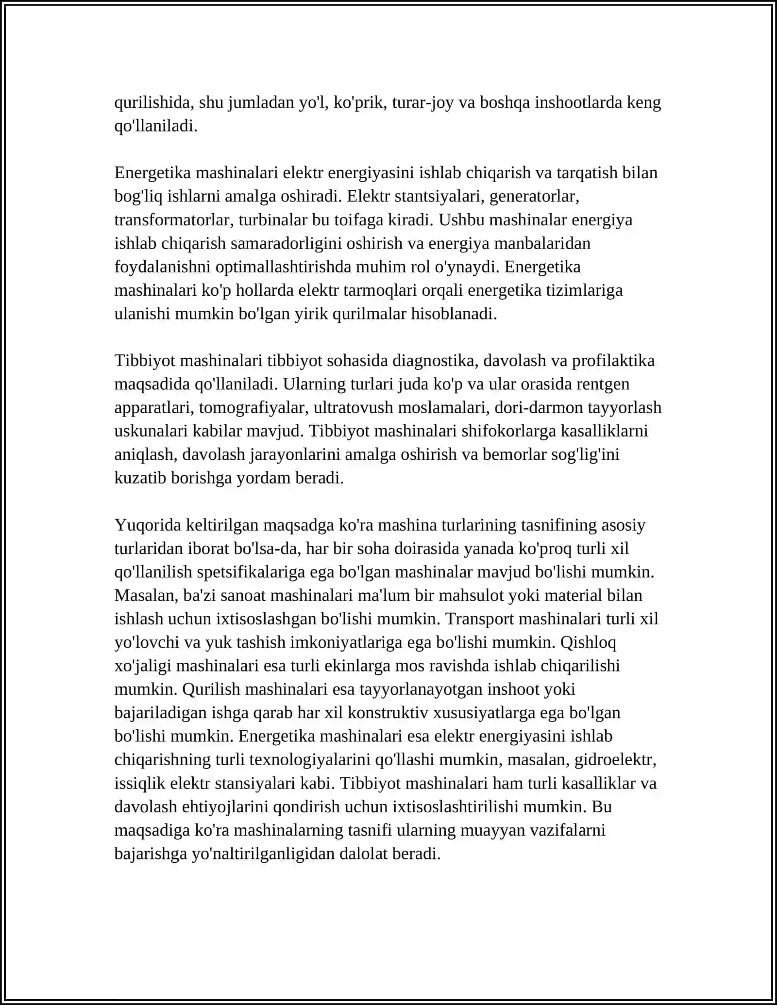 MASHINA TURLARINING TASNIFI 4