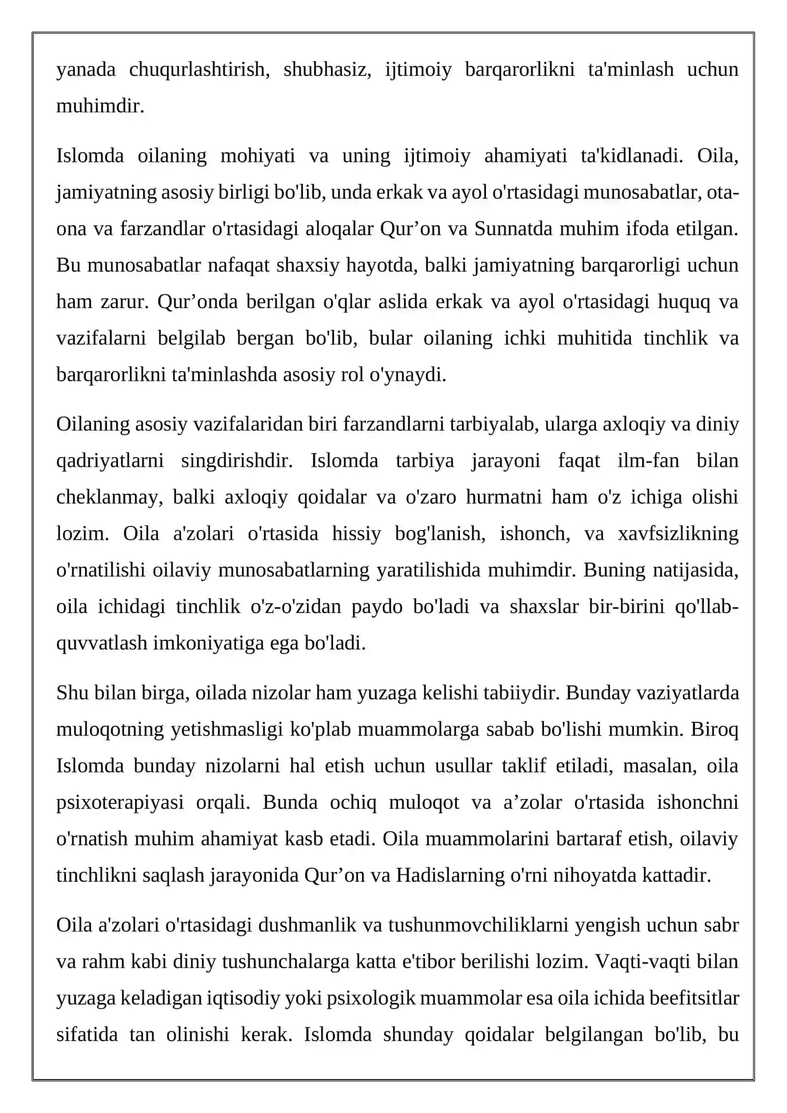 Islomda oilaviy munosabatlar masalalari 4