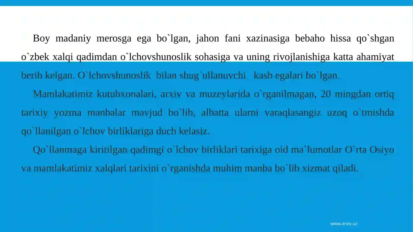Tarixiy metrologiyaning shakllanishi va taraqqiyoti 4
