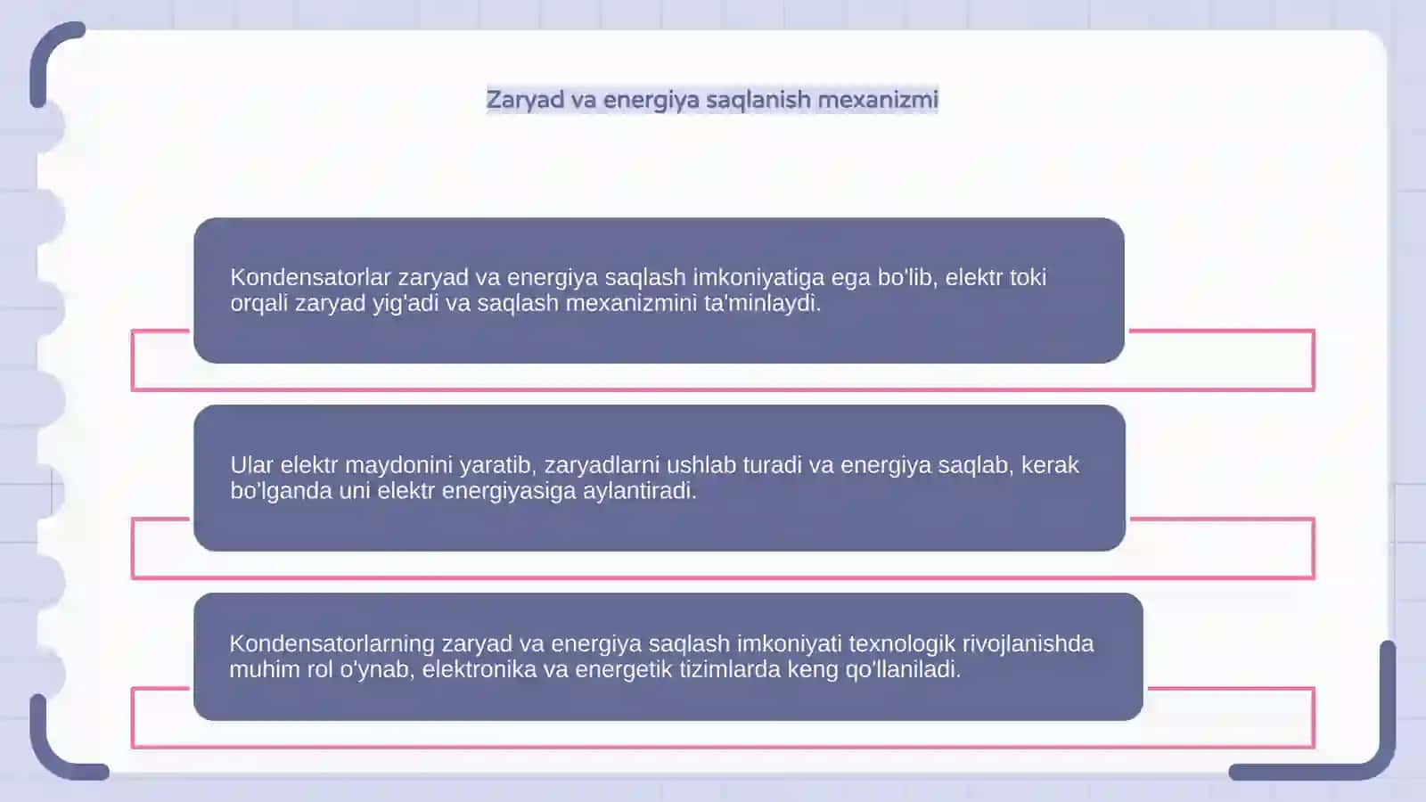 Kondensatorlarda zaryad va energiya saqlanish 4