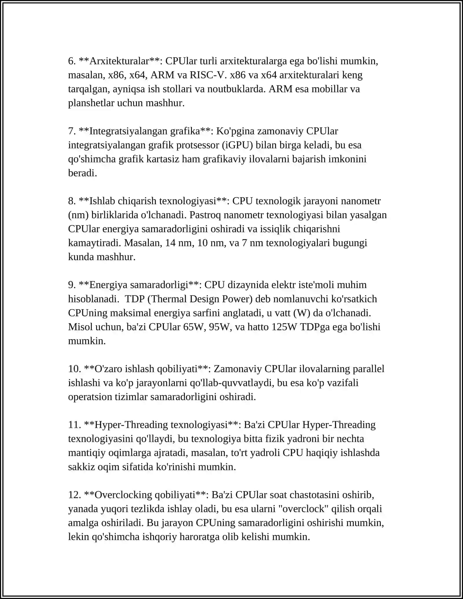 KOMPYUTER ARXITEKTURASINING KOMPONENTLARI VA POINT-TO-POINT ALOQASI 4