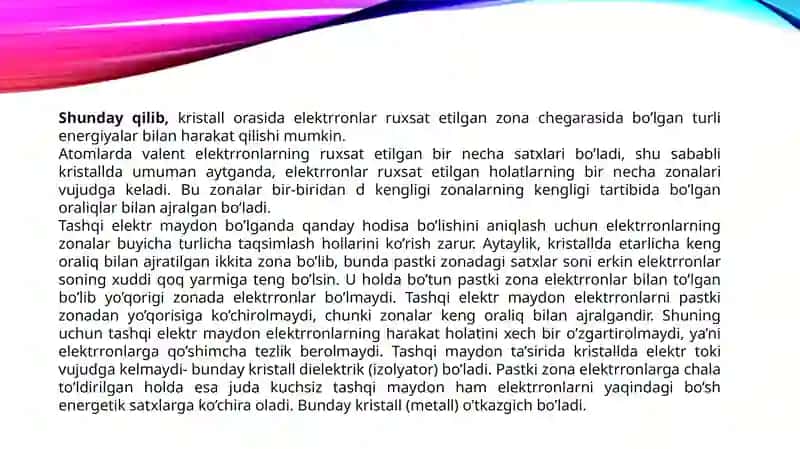 Kristallarning sohaviy nazariyasi 4