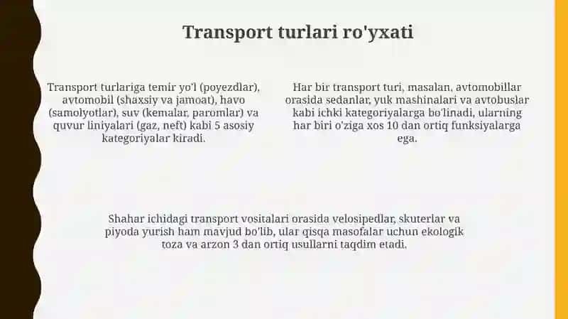 Transport turlarining taqqoslanishi 4
