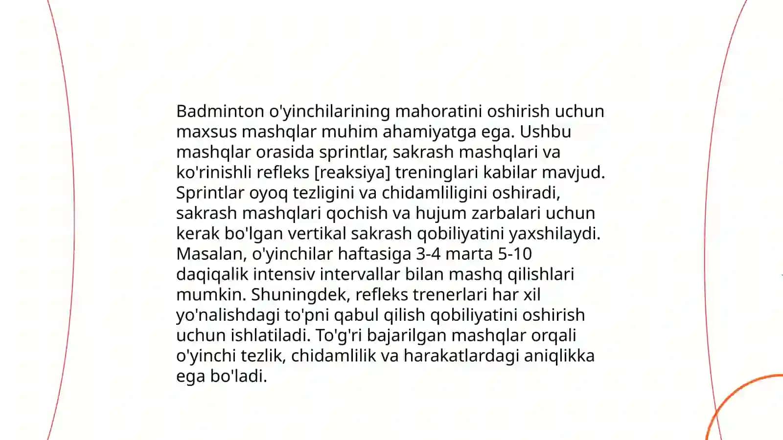 Badminton o'quv rejasi 4
