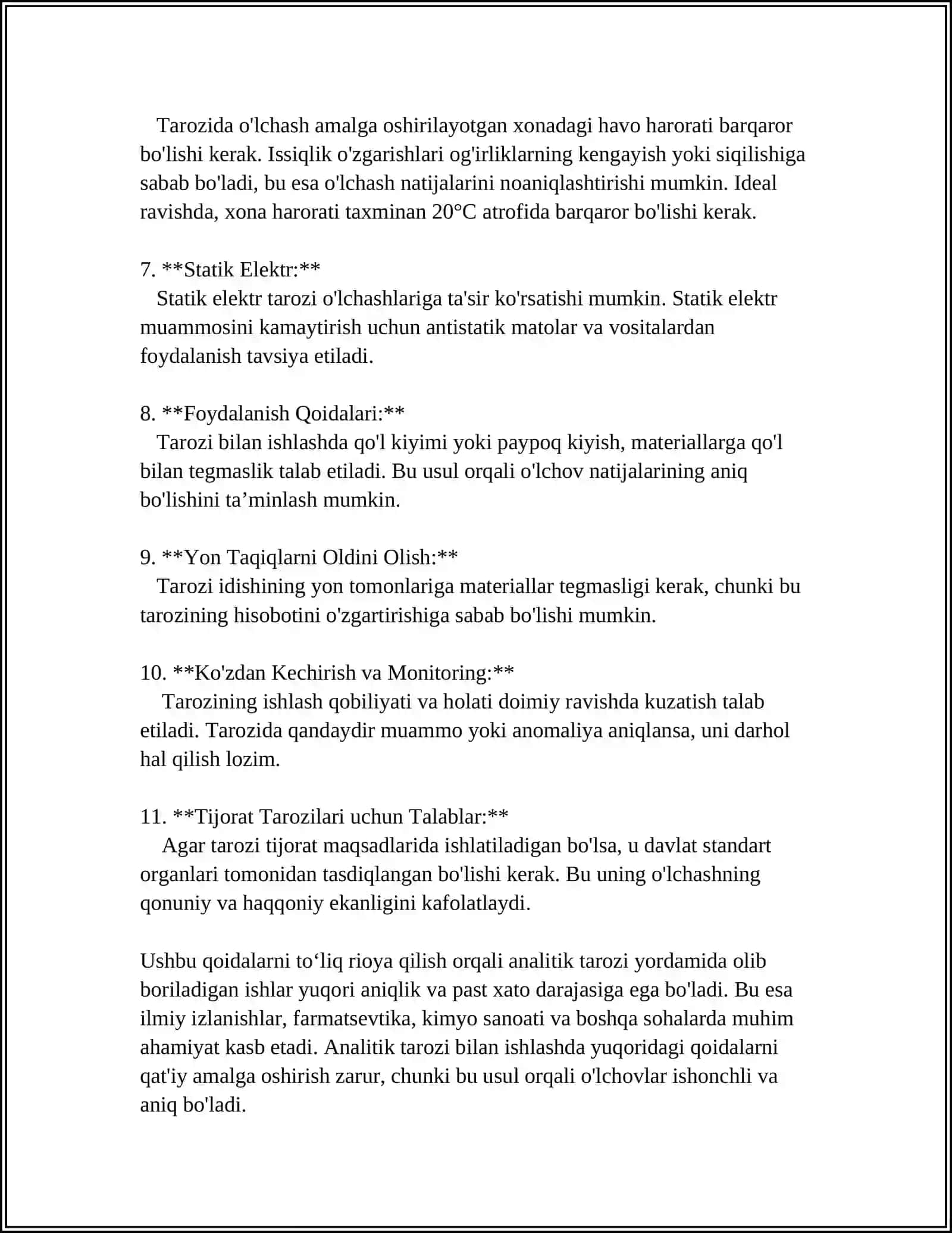 ANALITIK TAROZI BILAN ISHLASH.OLCHOV IDISHLARINI HAHMINI ANIQLASH 4
