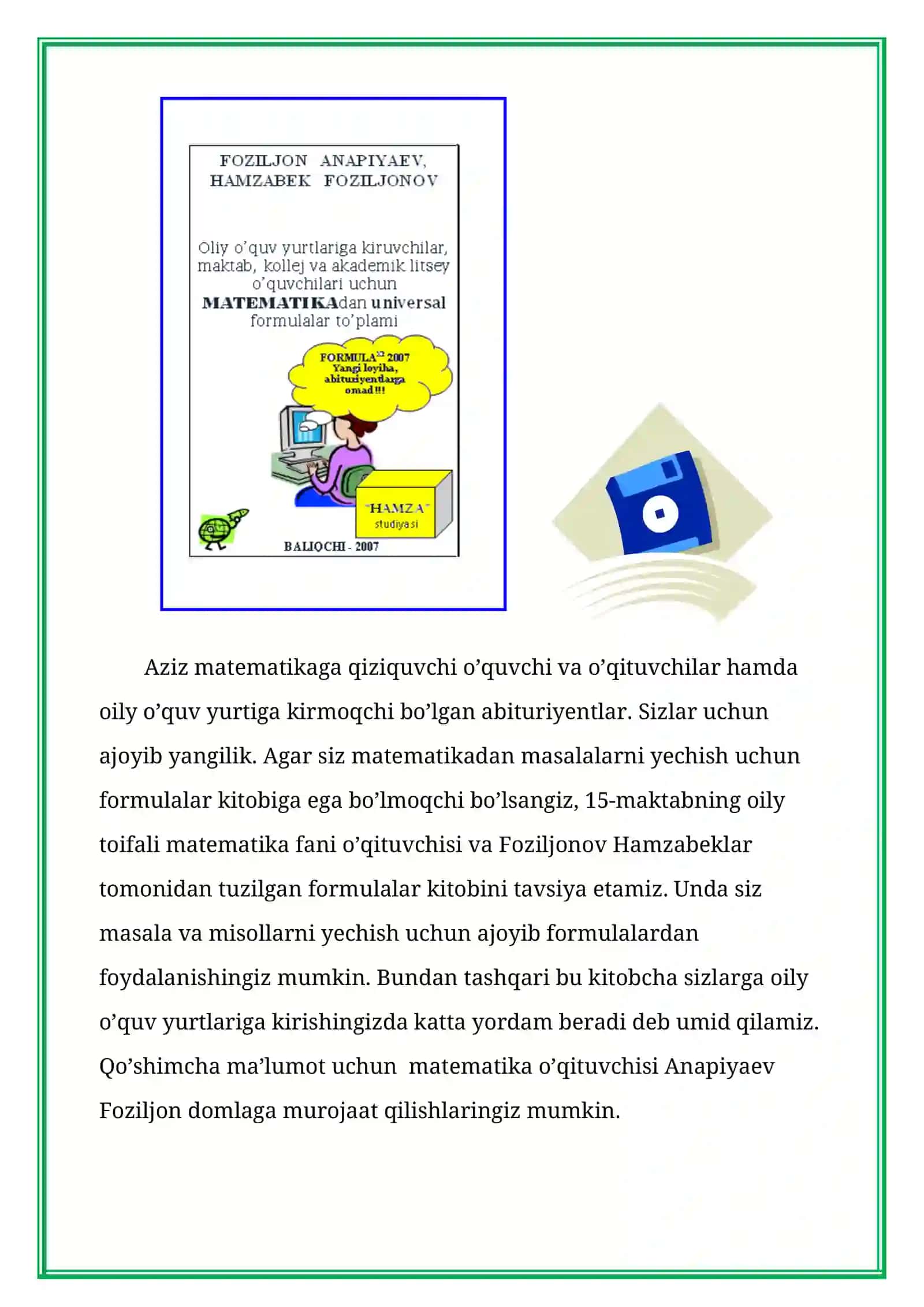 MATEMATIK O’YINLAR 4