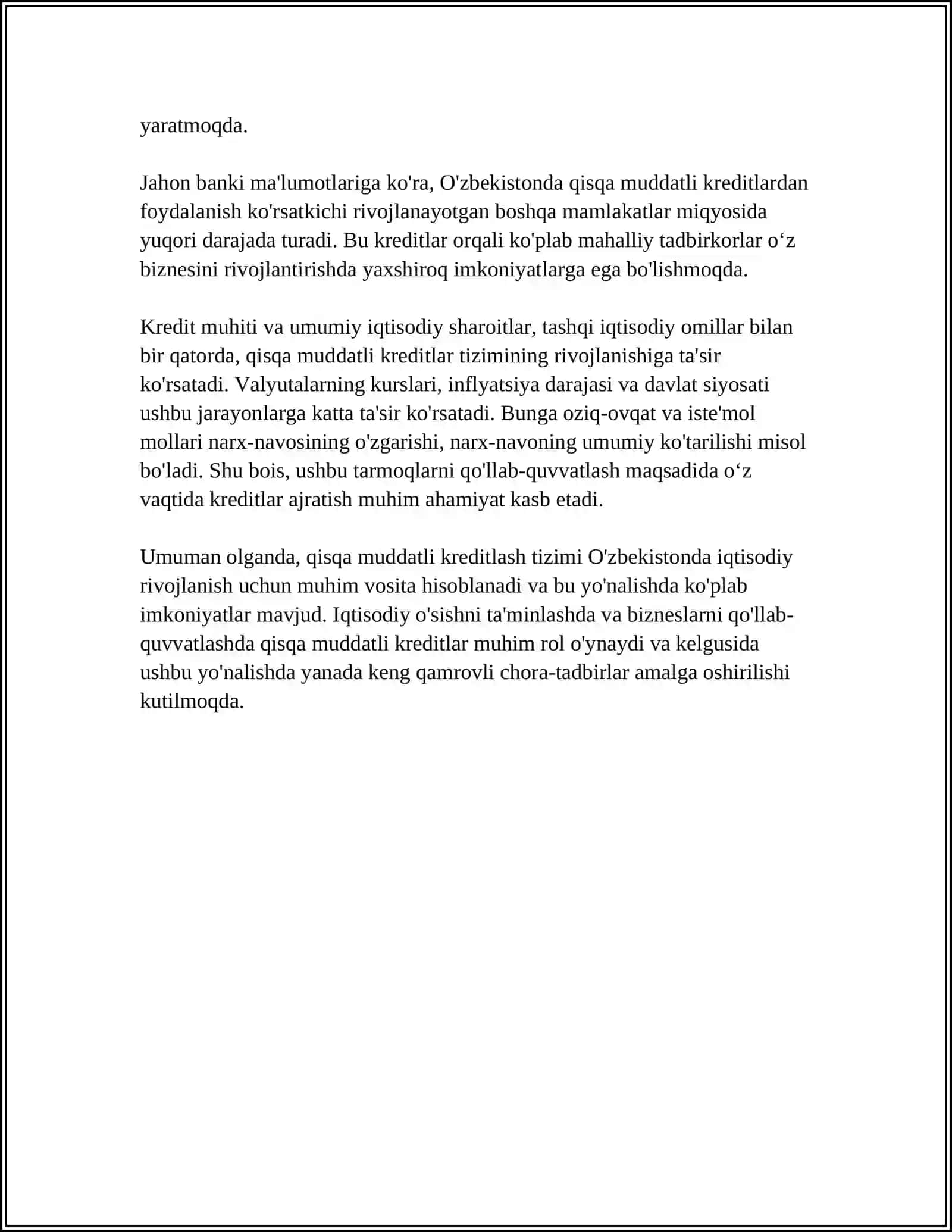 QISQA VA UZOQ MUDDATLI KREDIT VA QARZLAR BO'YICHA MAJBURIYATLAR HISOBI.TURLI KREDITORLAR BO'YICHA MAJBURIYATLARNI HISOBGA OLISH 4