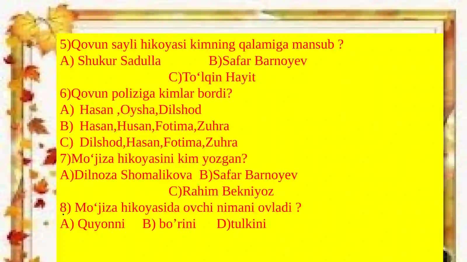 SAXOVATLIFASL BO‘LIMI TEST 4