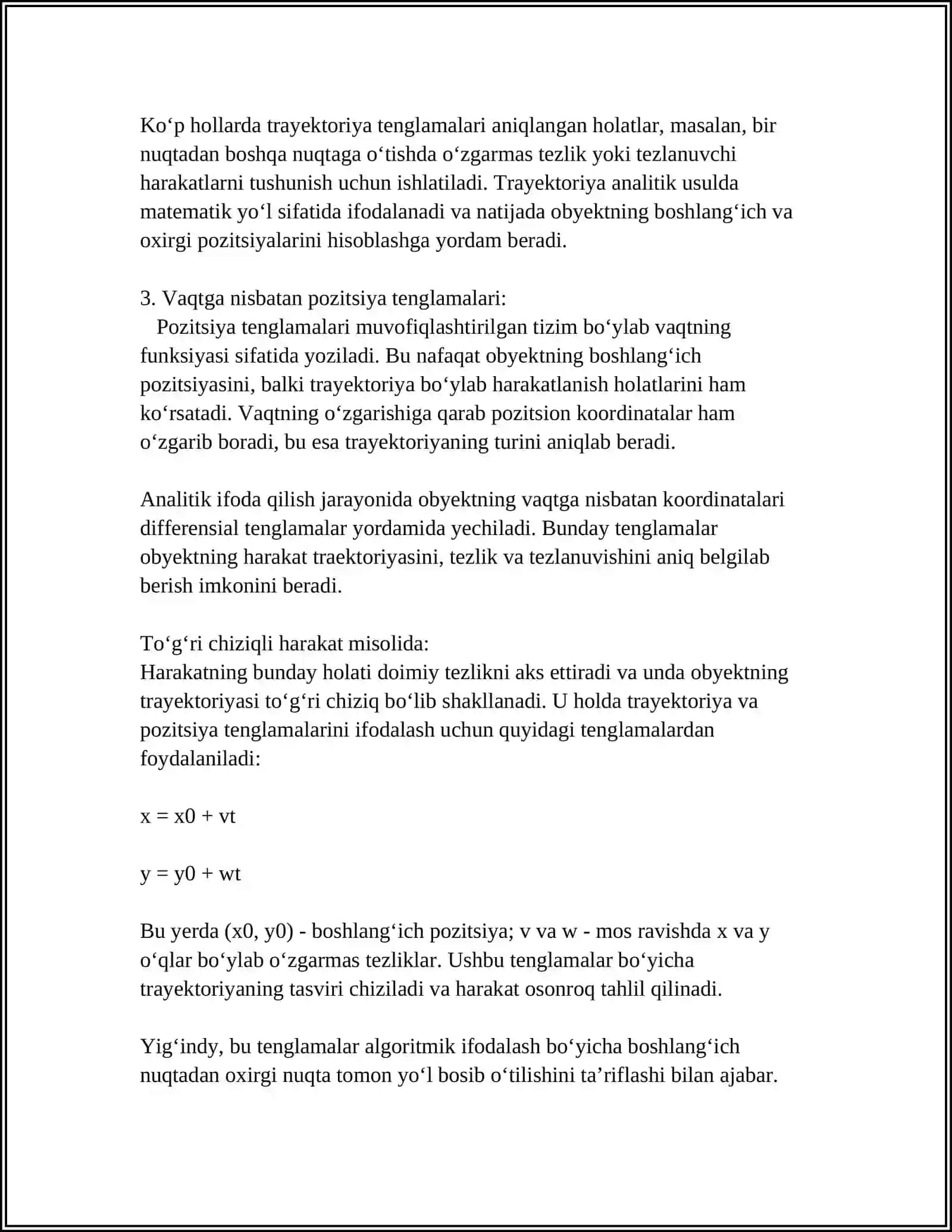 HARAKATNING ANALETIK IFODASI 4