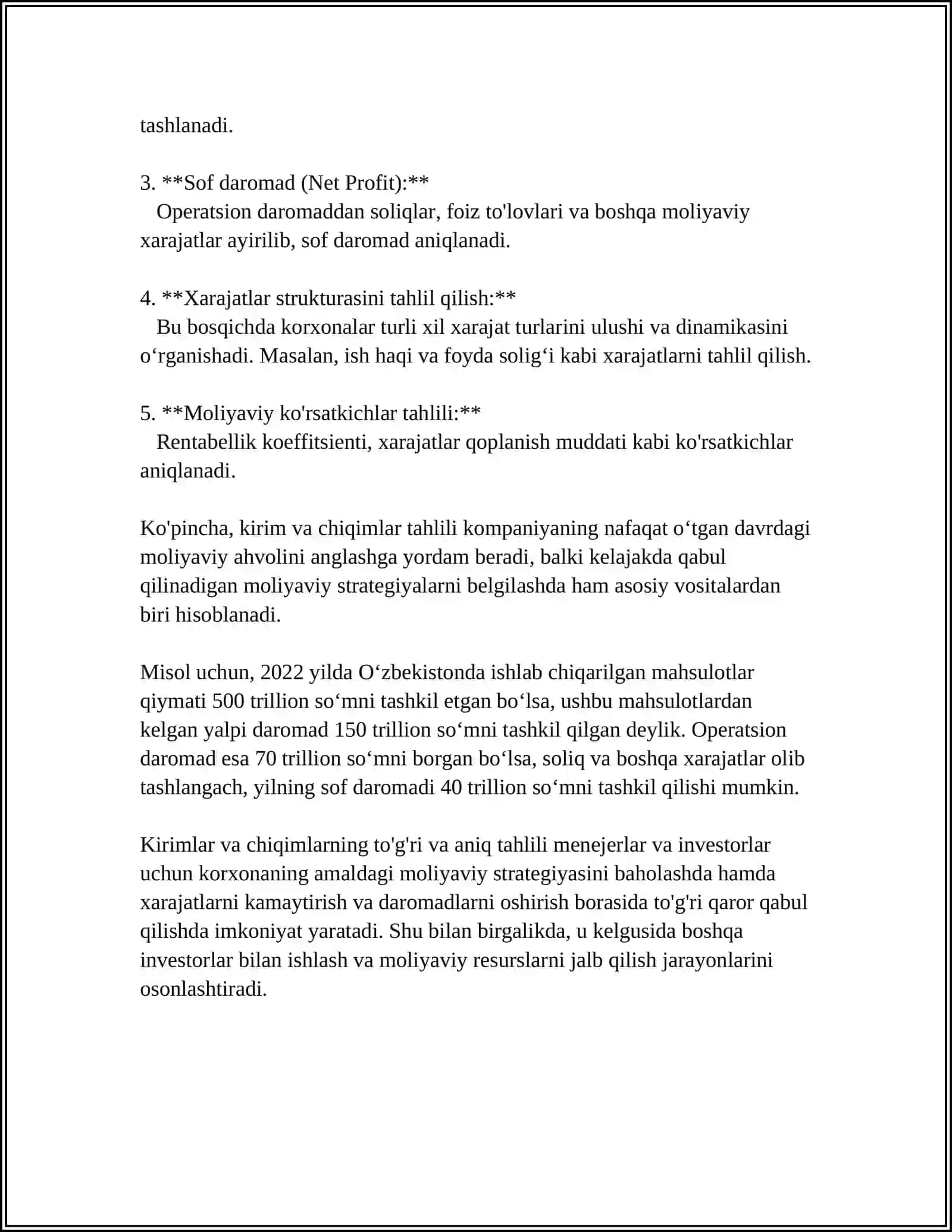 ASOSIY FAOLIYATNING MOLIYAVIY NATIJALAR TAXLILI 4
