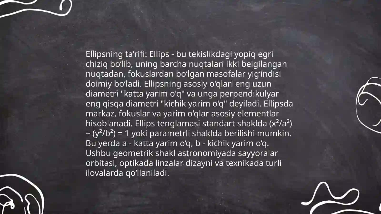 Ikkinchi tartibli chiziqlar. Ellips va uning kanonik tenglamalari 4
