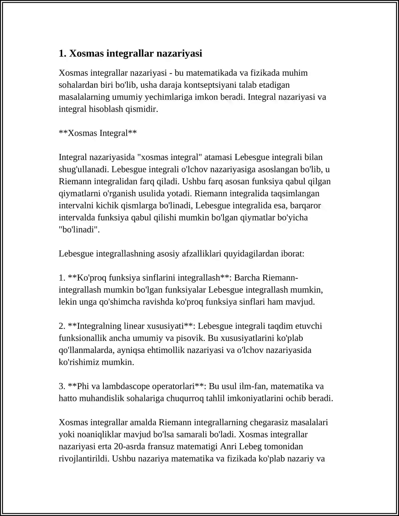 Xosmas Integral 4