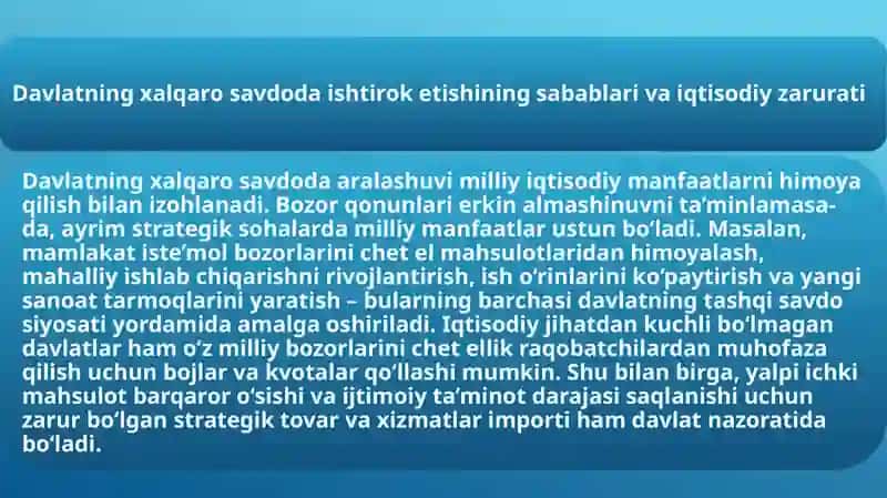 Xalqaro savdoda davlatning roli 4
