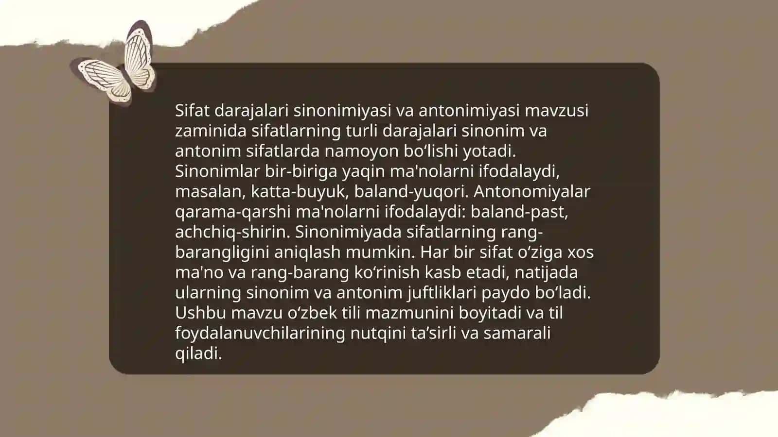 Sifat darajalari sinonimiyasi 4