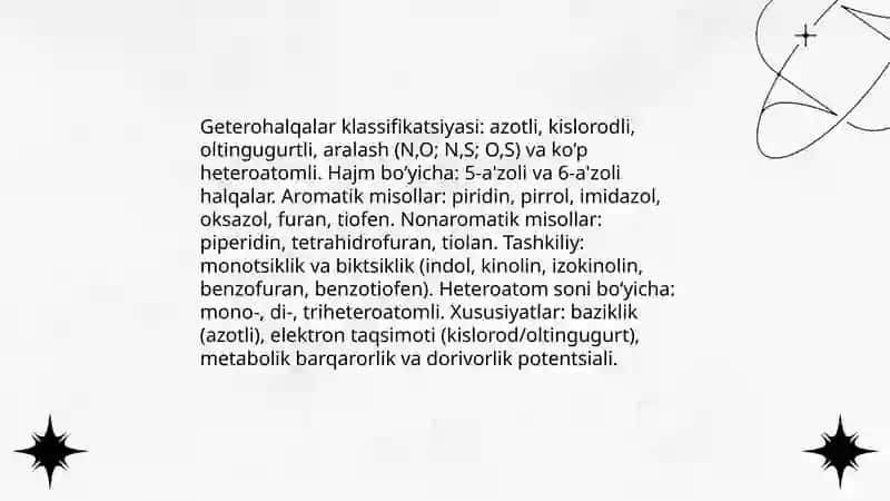 Geterohalqali birikmalar metobolitlar va dorivor vositalar 4