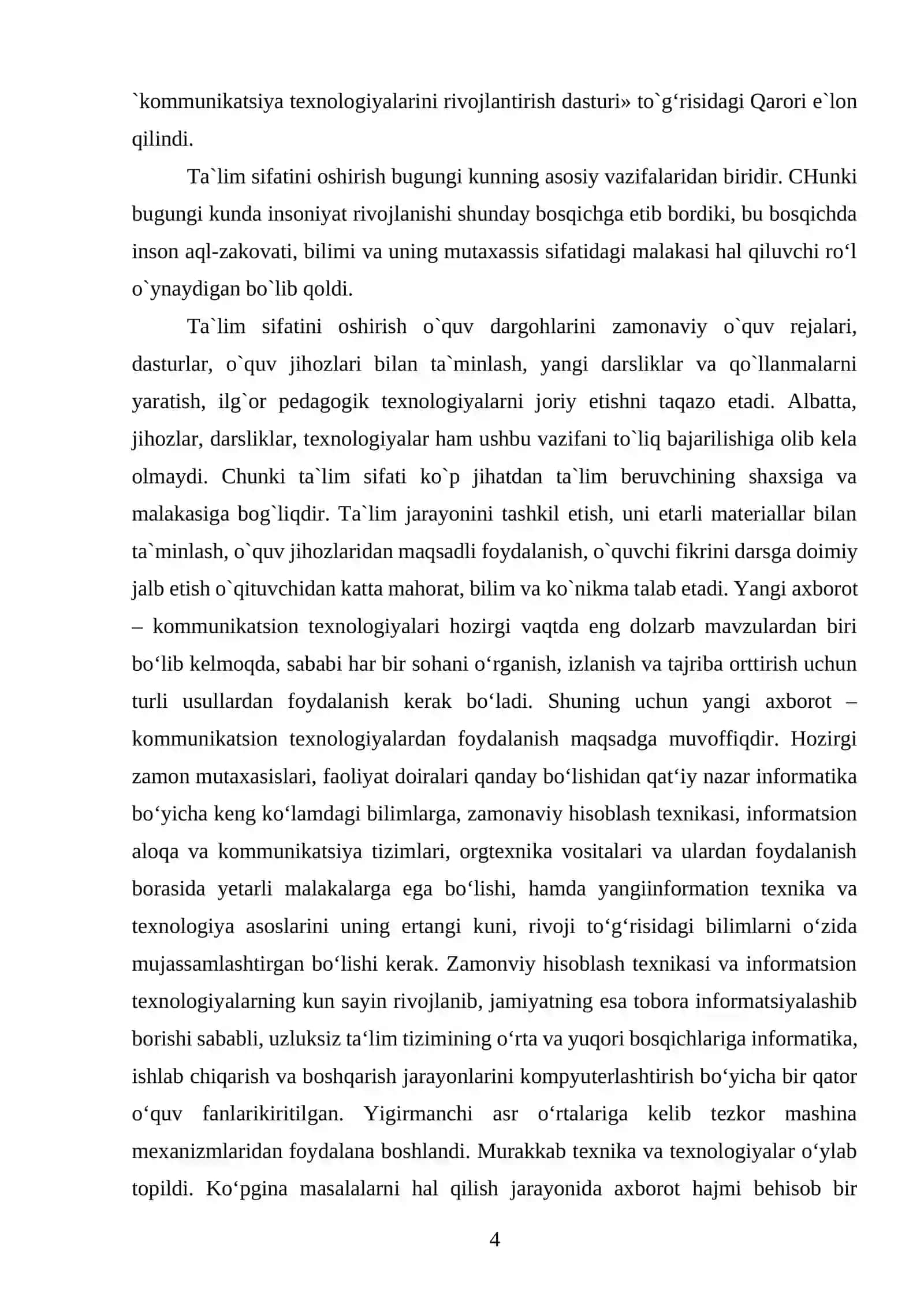 Dasturlash asoslari fanidan 4