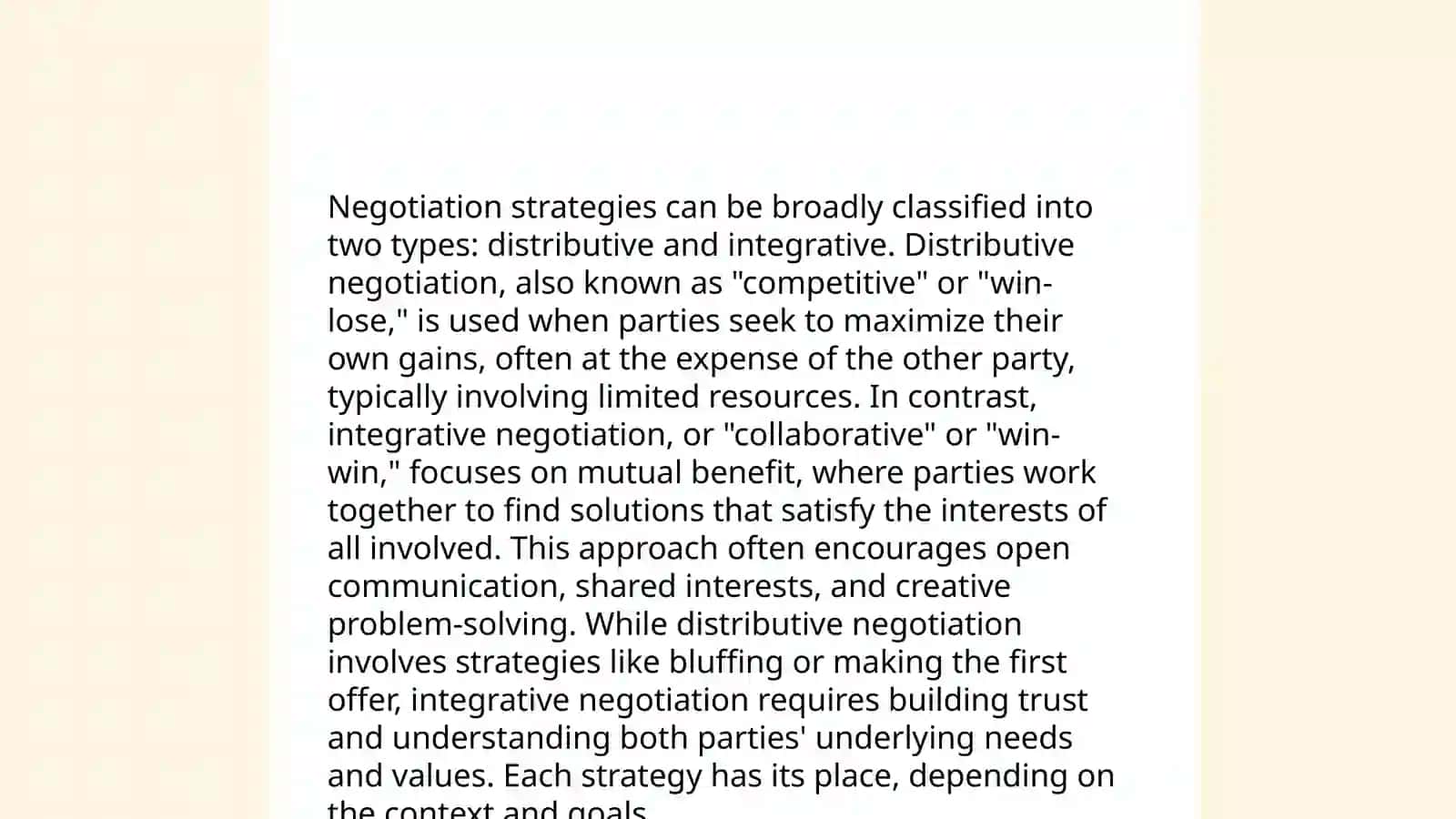 The art of negotiation 4