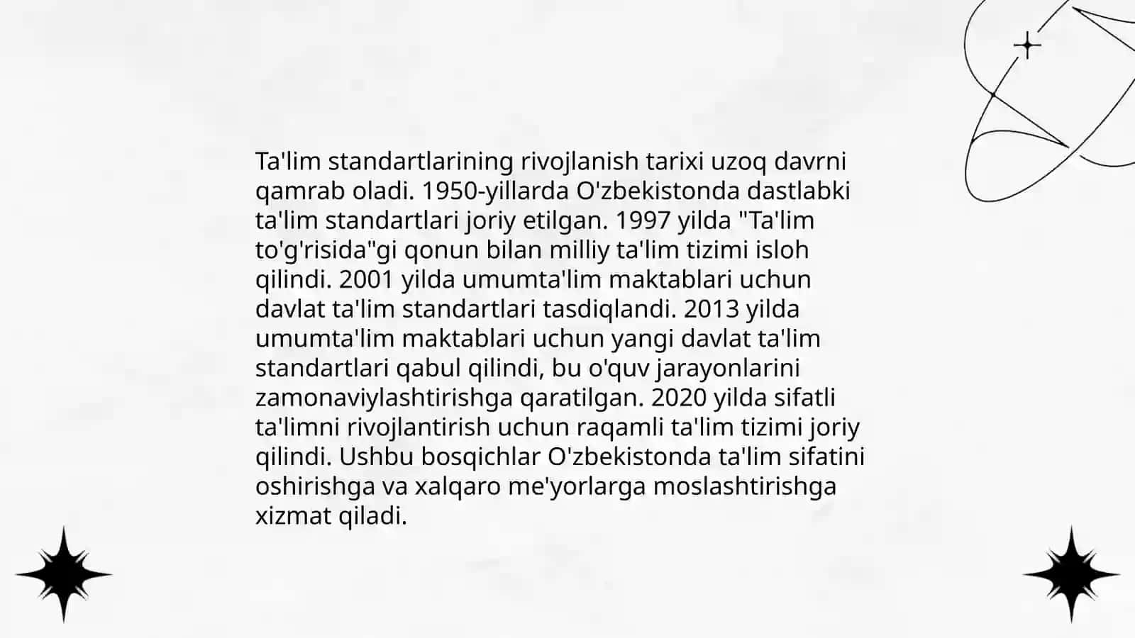 Ta'lim mazmuni.Ta'lim standartlari 4