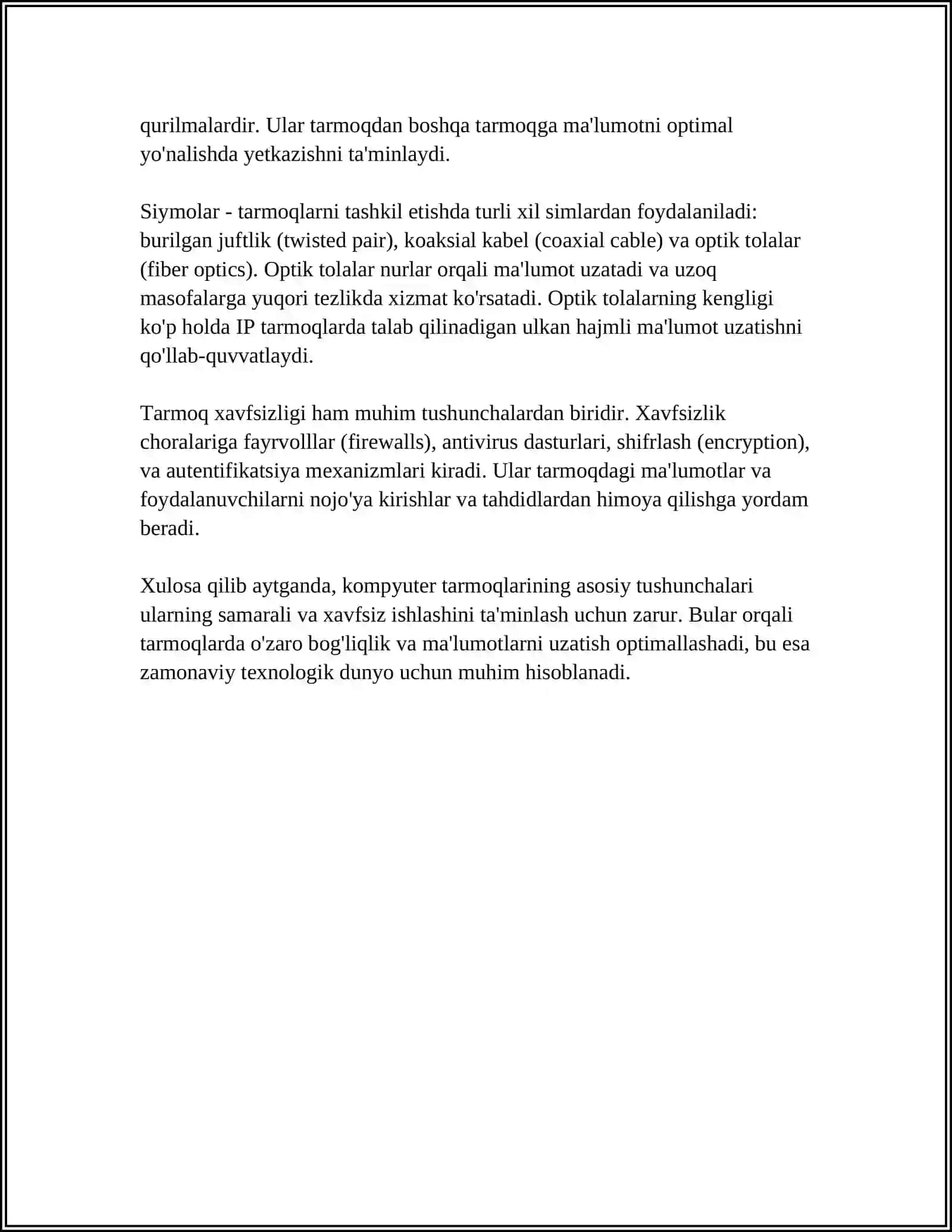 Kompyuter tarmoqlarining asosiy tushunchalari 4