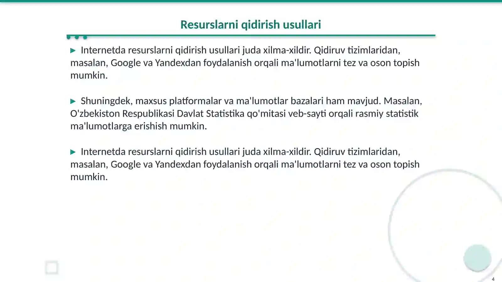 Internet tarmog‘ida milliy resurslardan foydalanish 4