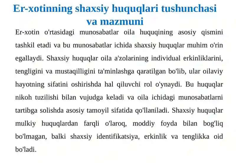 ER-XOTINNING SHAXSIY HUQUQ VA MAJBURIYATLARI 4