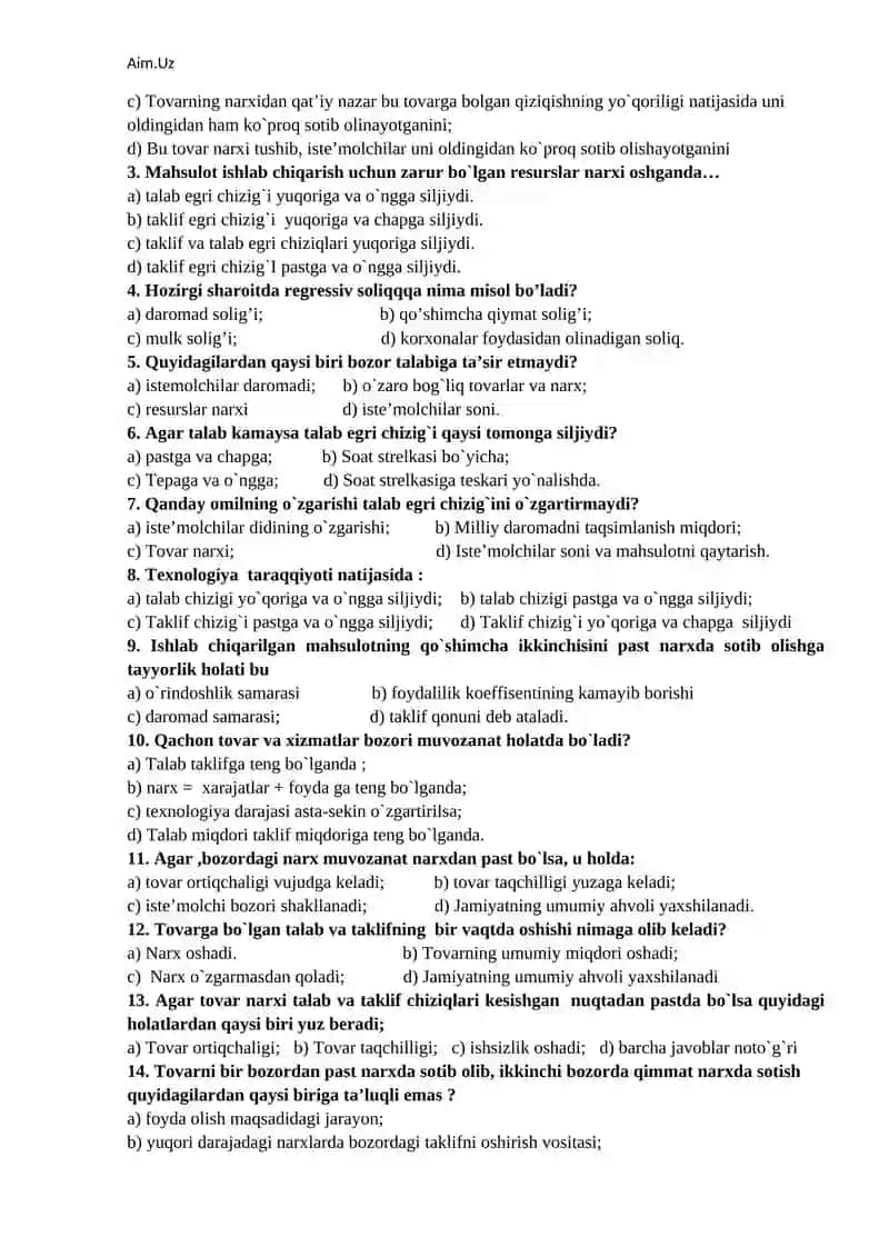 9-sinf “Iqtisodiy bilim asoslari” 1- variant 4