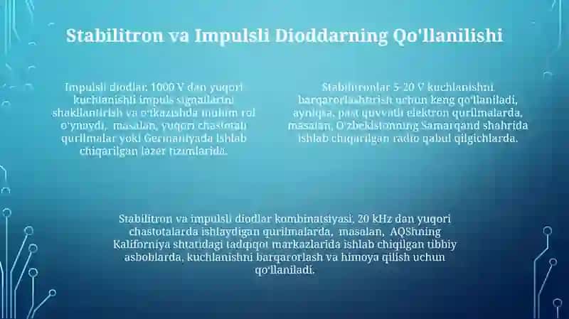 Stabilitron valitob va impuls diodlar 4