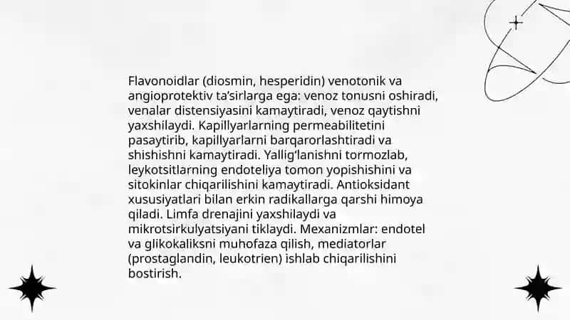 Angioprotektorlar, Venotrop vositalar 4