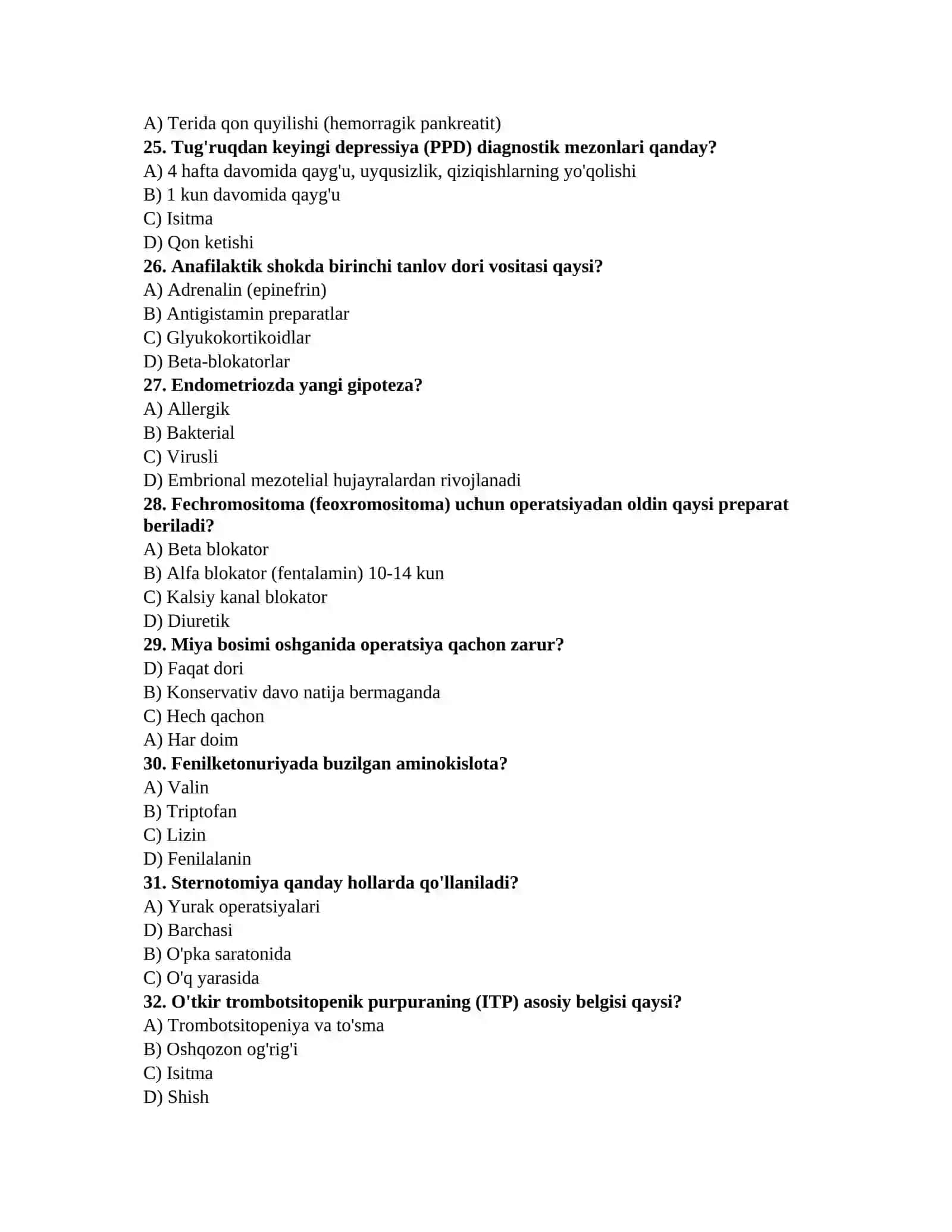 Tibbiyot vakansiya savollari 4