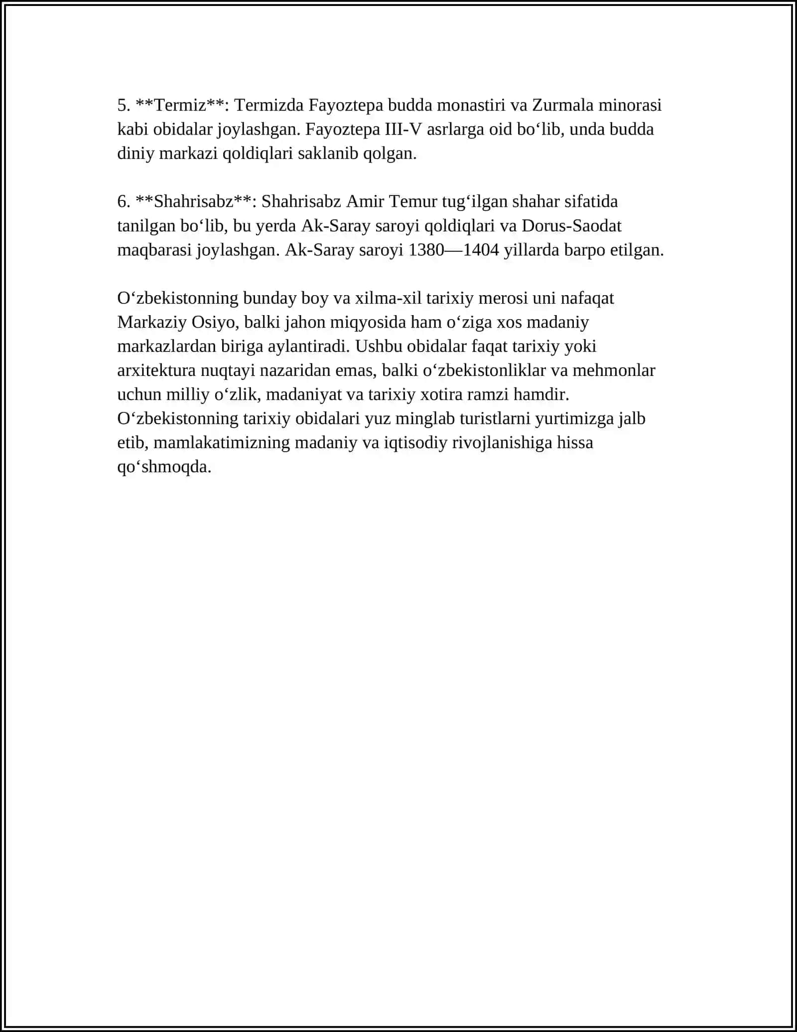 MENING YURTIM HAQIDA MUSTAQIL ISH 4