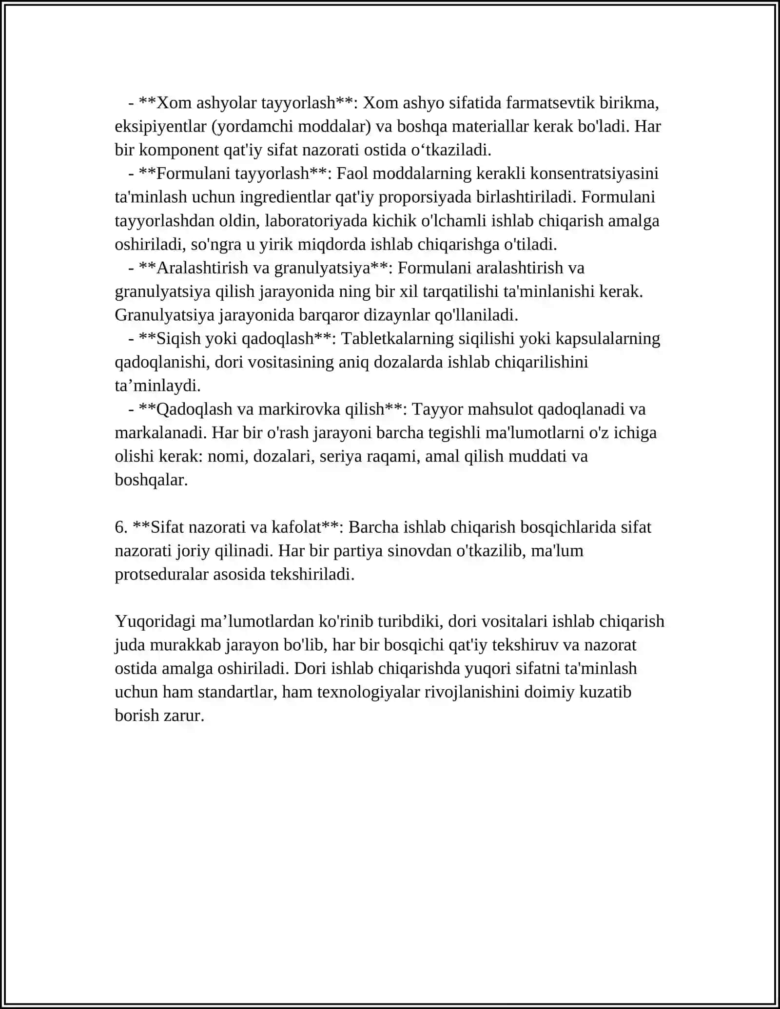 DORI VOSITALARI TIBBIY BUYUMLAR VA FARMASEVTIK TOVARLAR ISHLAB CHIQARISH 4